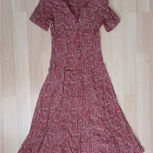 Vintage 70s Liz Claiborne  Short Sleeved Long Floral Dress  Size 8 (runs small)